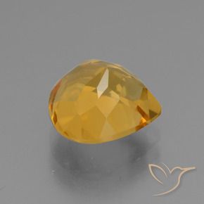 Citrino Dourado Escuro Natural 3.27ct, Formato de pêra, VVS-VS