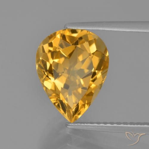 Citrino Dourado Escuro Natural 3.54ct, Formato de pêra, VVS