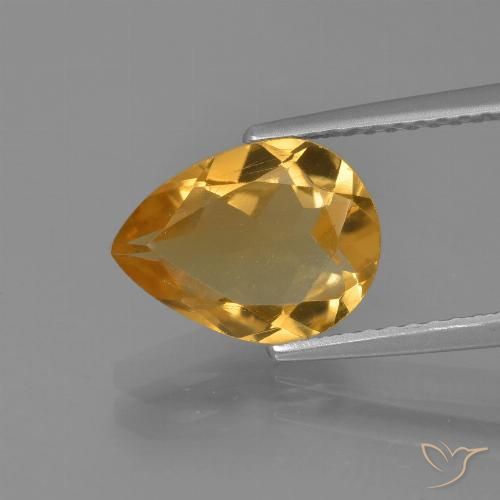 2.07ct Natural Laranja Dourado Profundo Citrino, Formato de pêra, VVS