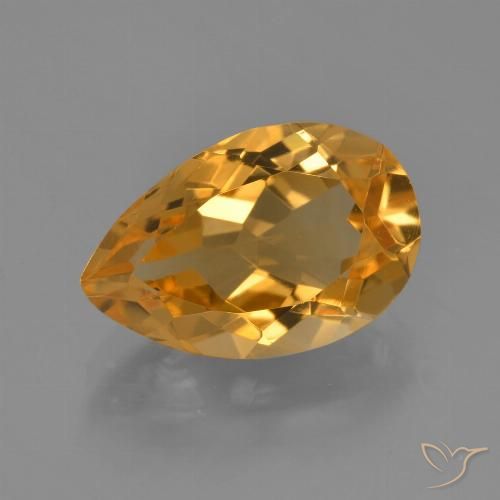 3.93ct Natural Laranja escuro-dourado Citrino, Formato de pêra, VVS-VS