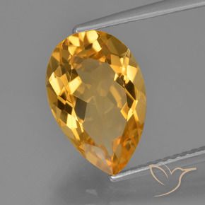 Citrino Laranja escuro-dourado Natural 3.93ct, Formato de pêra, VVS-VS