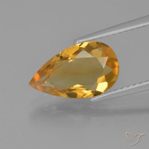 1.97ct Natural Laranja escuro-dourado Citrino, Formato de pêra, VVS-VS