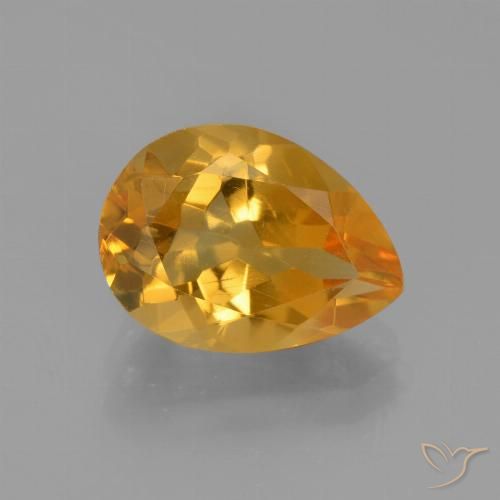 3.24ct Natural Laranja Profundo-Ouro Citrino, Formato de pêra, VVS-VS