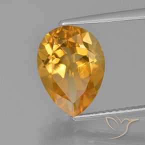 Citrino Laranja Profundo-Ouro Natural 3.24ct, Formato de pêra, VVS-VS