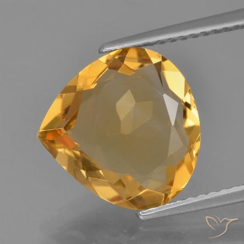 4.19ct Natural Laranja escuro-dourado Citrino, Formato de pêra, VVS-VS