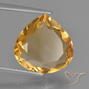 Citrino Laranja escuro-dourado Natural 4.19ct, Formato de pêra, VVS-VS
