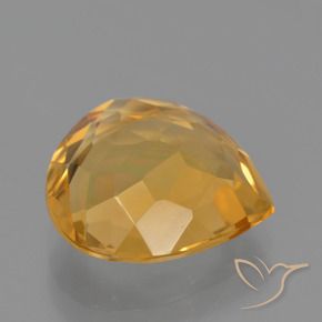 Citrino Laranja escuro-dourado Natural 4.19ct, Formato de pêra, VVS-VS