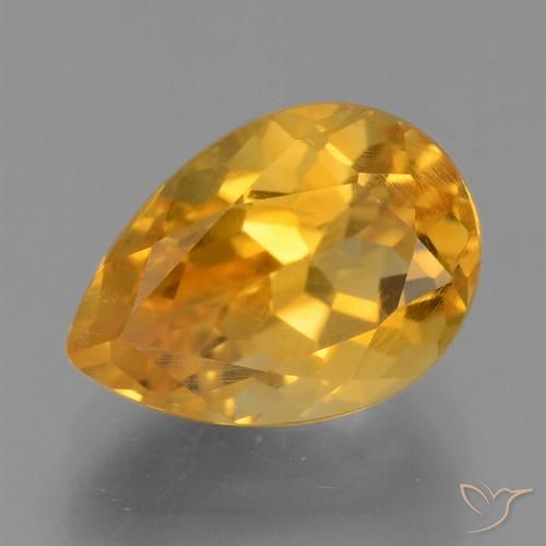 2.76ct Natural Laranja escuro-dourado Citrino, Formato de pêra, VS