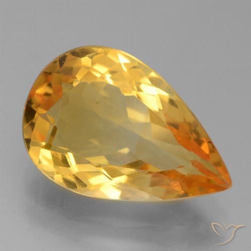 3.93ct Natural Laranja escuro-dourado Citrino, Formato de pêra, VVS-VS