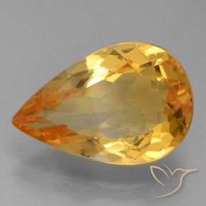 Citrino Laranja escuro-dourado Natural 3.93ct, Formato de pêra, VVS-VS