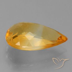 Citrino Laranja escuro-dourado Natural 3.93ct, Formato de pêra, VVS-VS