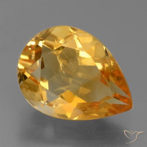 2.58ct Natural Laranja escuro-dourado Citrino, Formato de pêra, VS-SI