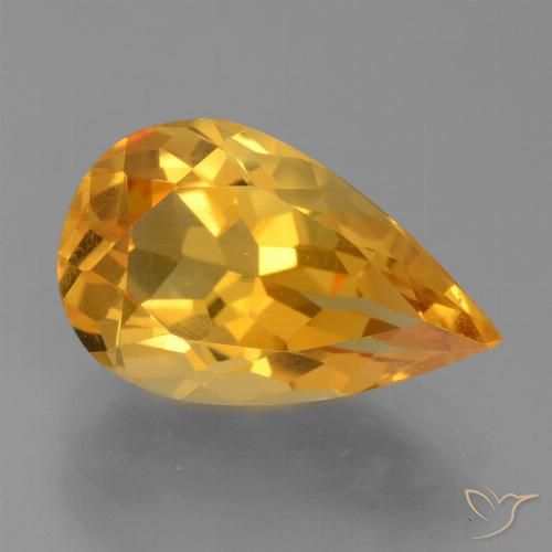 3.21ct Natural Laranja Profundo-Ouro Citrino, Formato de pêra, VVS-VS