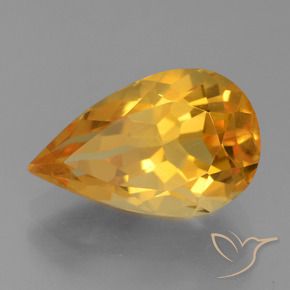Citrino Laranja Profundo-Ouro Natural 3.21ct, Formato de pêra, VVS-VS