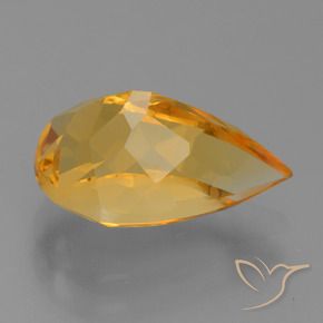 Citrino Laranja Profundo-Ouro Natural 3.21ct, Formato de pêra, VVS-VS