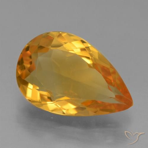 2.95ct Natural Laranja escuro-dourado Citrino, Formato de pêra, VVS-VS