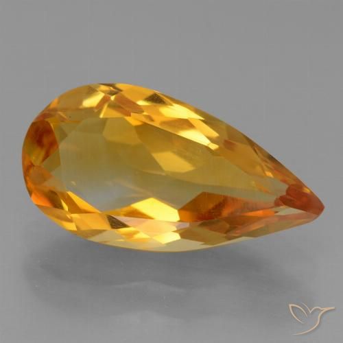 2.62ct Natural Laranja escuro-dourado Citrino, Formato de pêra, VVS-VS