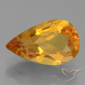 Citrino Laranja Profundo-Ouro Natural 2.22ct, Formato de pêra, VS