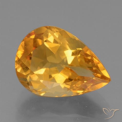 3.74ct Natural Laranja escuro Citrino, Formato de pêra, VVS-VS