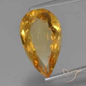 Citrino Dourado Médio-escuro Natural 3.51ct, Formato de pêra, VVS-VS