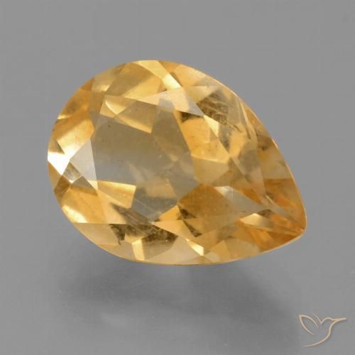 2.99ct Natural Laranja-dourado médio-claro Citrino, Formato de pêra, VS