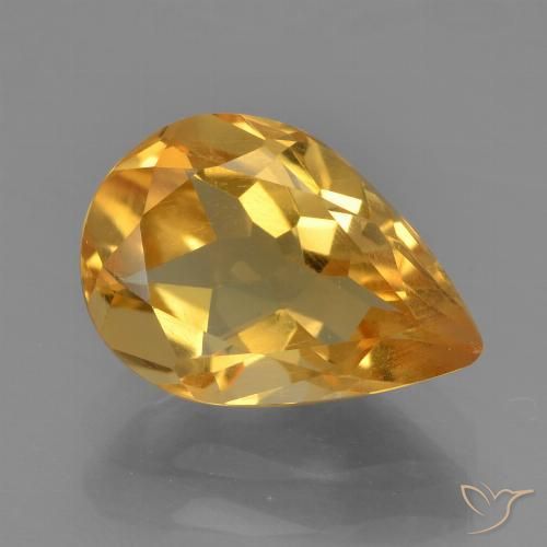 2.17ct Natural Laranja-dourado médio-claro Citrino, Formato de pêra, VS