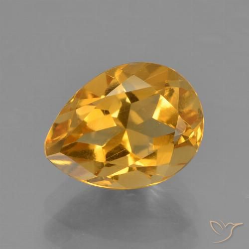 1.84ct Natural Laranja escuro-dourado Citrino, Formato de pêra, VS