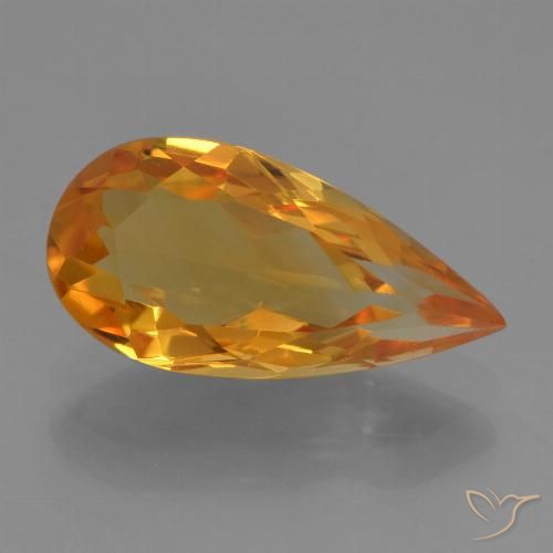 2.33ct Natural Laranja Profundo-Ouro Citrino, Formato de pêra, VVS-VS