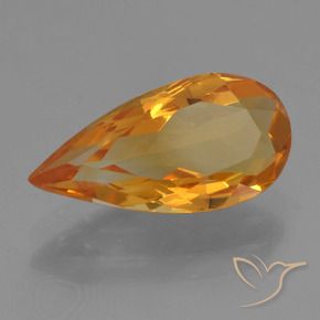 Citrino Laranja Profundo-Ouro Natural 2.33ct, Formato de pêra, VVS-VS