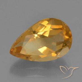 Citrino Laranja Profundo-Ouro Natural 2.42ct, Formato de pêra, VS