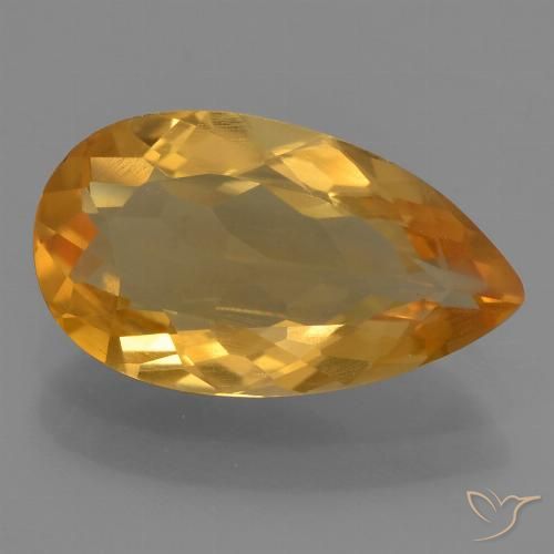 2.36ct Natural Laranja Profundo-Ouro Citrino, Formato de pêra, VVS-VS