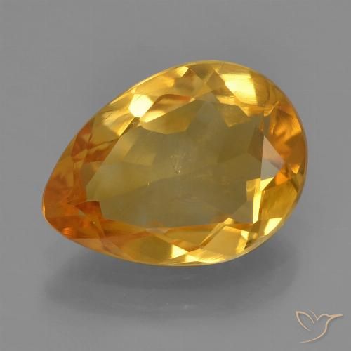 2.23ct Natural Laranja escuro-dourado Citrino, Formato de pêra, VS