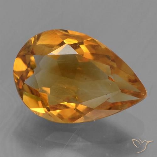 2.06ct Natural Laranja Profundo-Ouro Citrino, Formato de pêra, VS