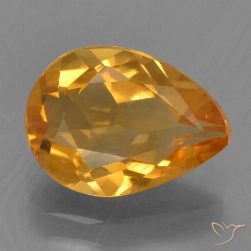 2.02ct Natural Laranja Médio Citrino, Formato de pêra, VS