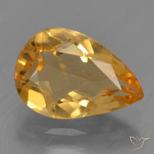 1.89ct Natural Laranja escuro-dourado Citrino, Formato de pêra, VVS-VS