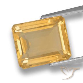 Citrino ouro médio Natural 4.43ct, Corte Octógono / Esmeralda, VVS