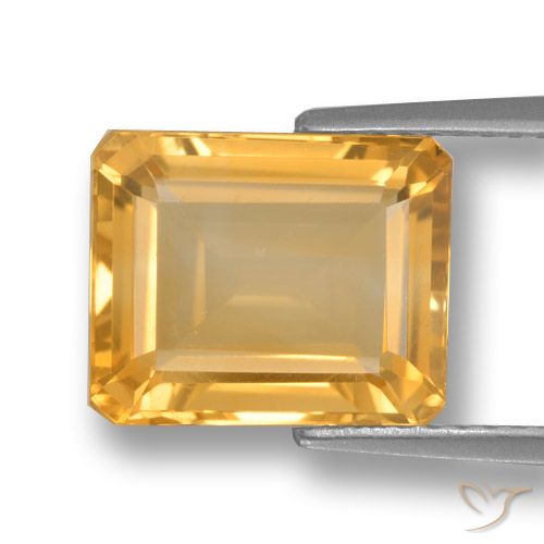 4.45ct Natural Laranja-dourado médio-claro Citrino, Corte Esmeralda, VVS-VS