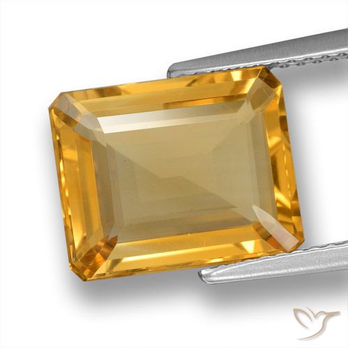 4.84ct Natural Laranja-dourado médio-claro Citrino, Corte Esmeralda, VVS-VS