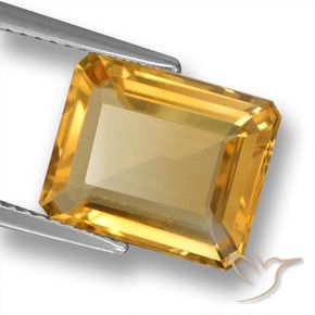 Citrino Laranja-dourado médio-claro Natural 4.84ct, Corte Octógono / Esmeralda, VVS-VS