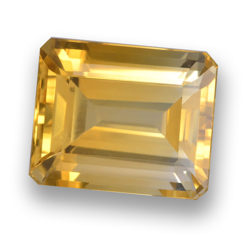 Citrino Laranja Dourado Profundo Natural 5.90ct, Corte Esmeralda, VVS-VS