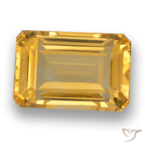 5.51ct Natural Dourado médio Citrino, Corte Esmeralda, VVS