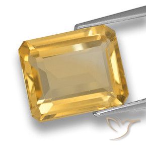 Citrino ouro médio Natural 4.96ct, Corte Octógono / Esmeralda, VVS-VS