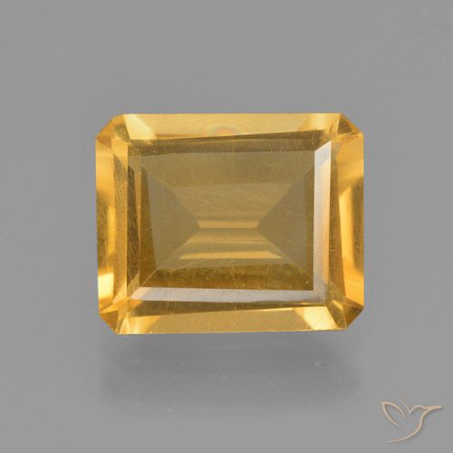 3.92ct Natural Laranja Dourado Profundo Citrino, Corte Esmeralda, VS