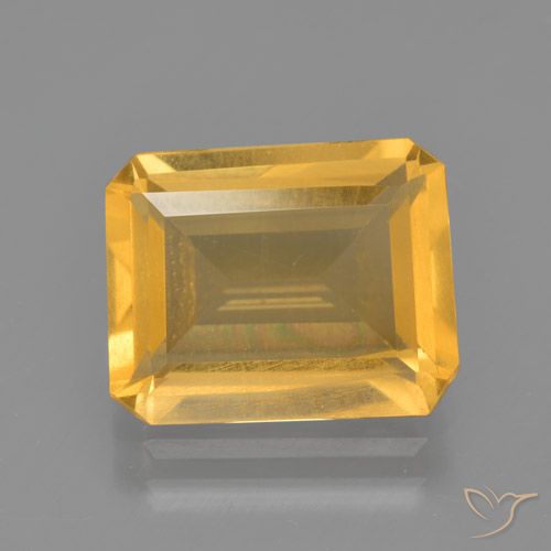 3.51ct Natural Laranja Dourado Profundo Citrino, Corte Esmeralda, VS