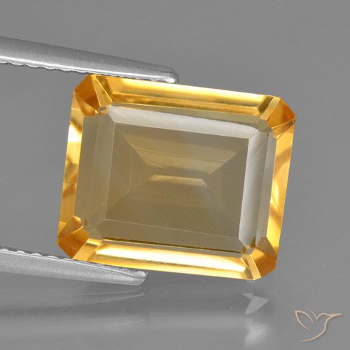 4.56ct Natural Laranja-Ouro Citrino, Corte Esmeralda, VVS-VS