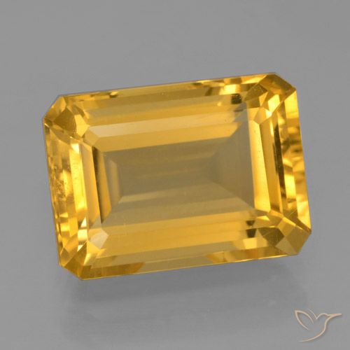 7.44ct Natural Dourado Escuro Citrino, Corte Esmeralda, VVS-VS
