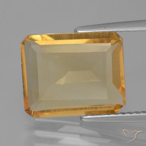 4.23ct Natural Laranja-dourado médio-claro Citrino, Corte Esmeralda, VS