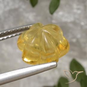 Citrino Dourado Natural 3.29ct, Flor cortada, Transparente