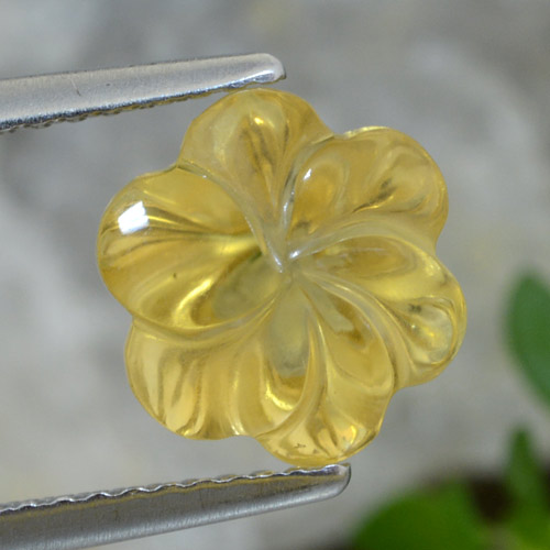 Citrino amarelo natural 3,01ct, corte flor, transparente