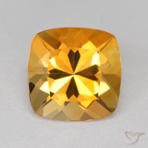 Citrino dourado natural 3,47ct, almofada cortada, VVS